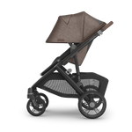 UPPAbaby Vista V3 Stroller - Owen (Mocha Melange/Carbon Frame/Chestnut Leather) - Side View Canopy Extended