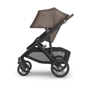 UPPAbaby Vista V3 Stroller - Owen (Mocha Melange/Carbon Frame/Chestnut Leather) - Side View Canopy Extended