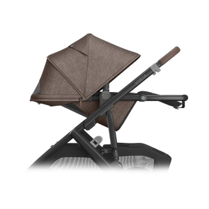UPPAbaby Vista V3 Stroller - Owen (Mocha Melange/Carbon Frame/Chestnut Leather) - Side View Fully Reclined