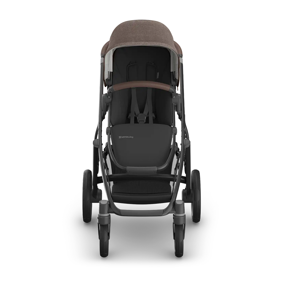 UPPAbaby Vista V3 Stroller - Owen (Mocha Melange/Carbon Frame/Chestnut Leather) - Front View