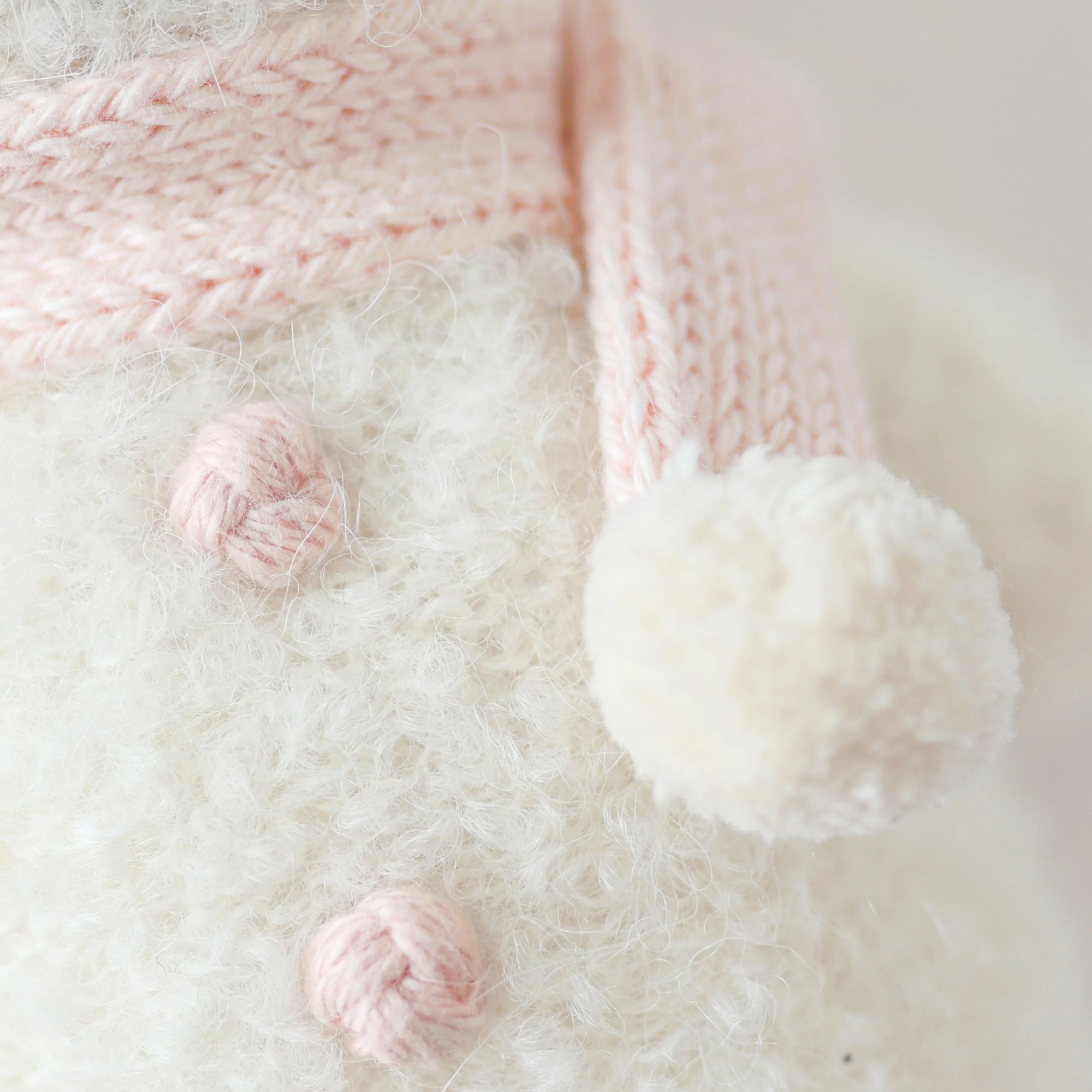 cuddle + kind Hand-Knit Baby Animal - Snowman (Blush) Scarf Detail