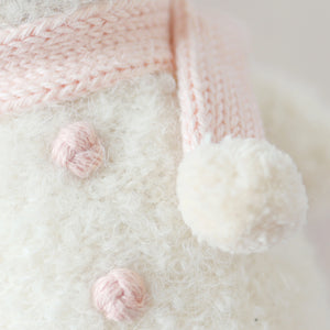 cuddle + kind Hand-Knit Baby Animal - Snowman (Blush) Scarf Detail