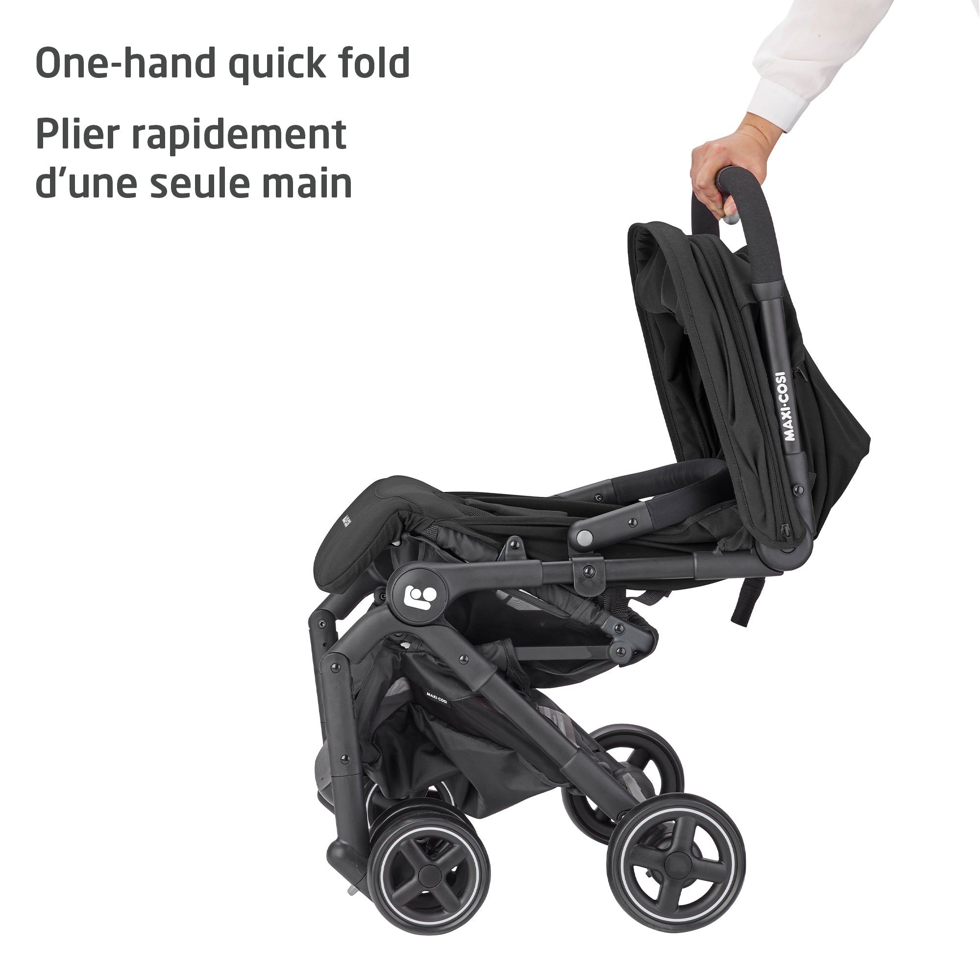 Maxi-Cosi Lara Ultracompact Travel Stroller - Essential Black One Hand Quick Fold