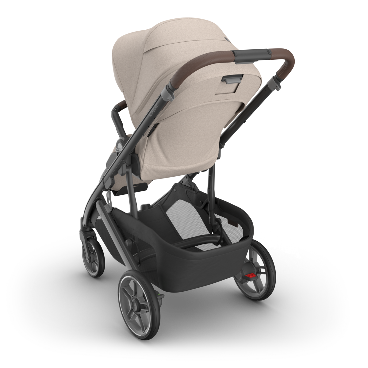 UPPAbaby Cruz V3 Stroller - Ada (Sandstone Melange | Carbon Frame | Chestnut Leather) - Back Angle View