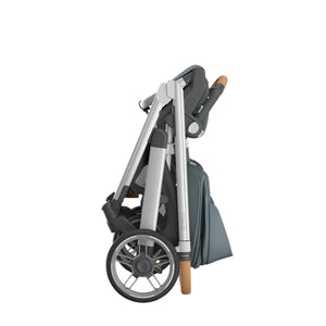 UPPAbaby Cruz V3 Stroller - Callum (Stone Blue/Silver Frame/Sand Leather) - Folded