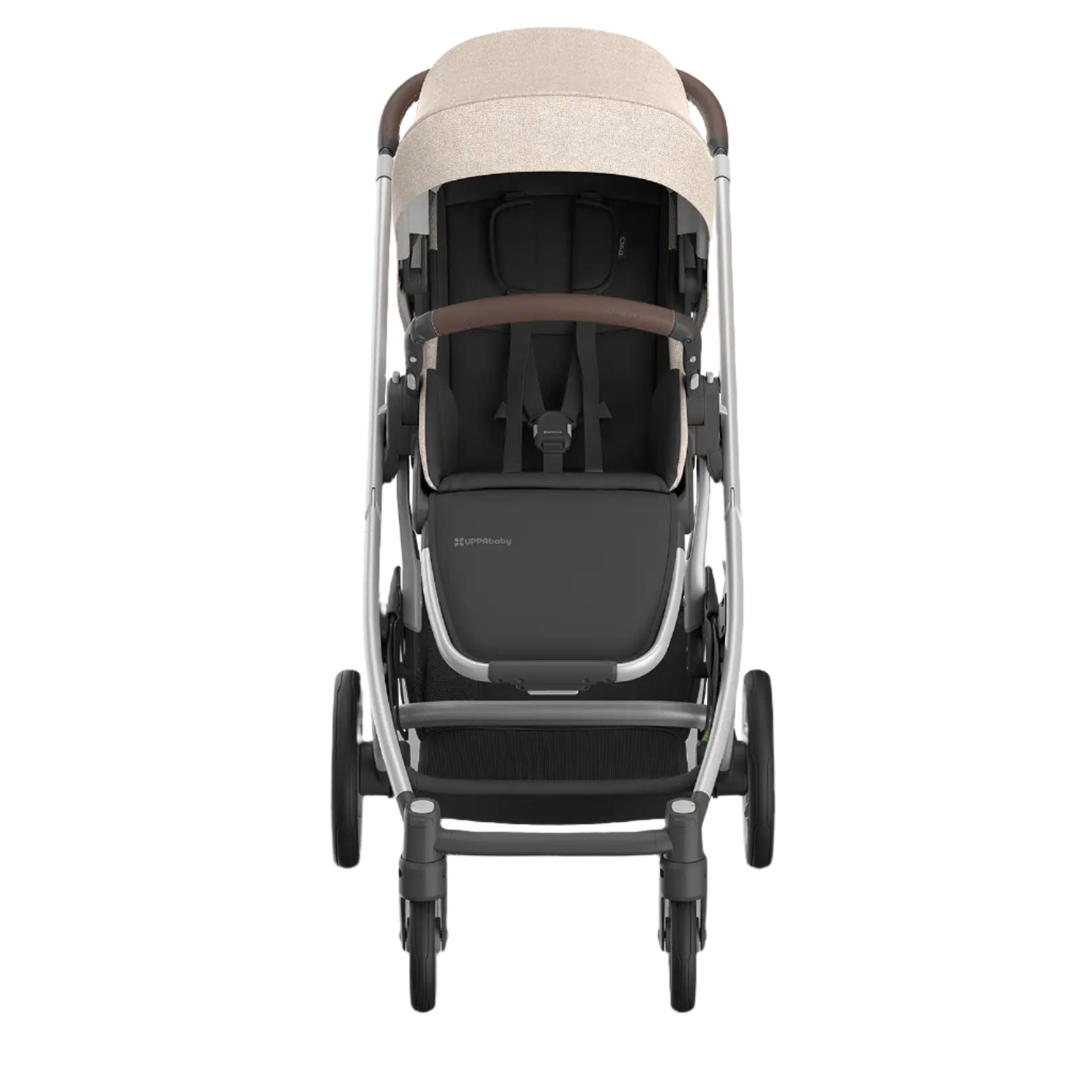 UPPAbaby Cruz V3 Stroller - Declan (Oat Melange/Silver Frame/Chestnut Leather) - Front View