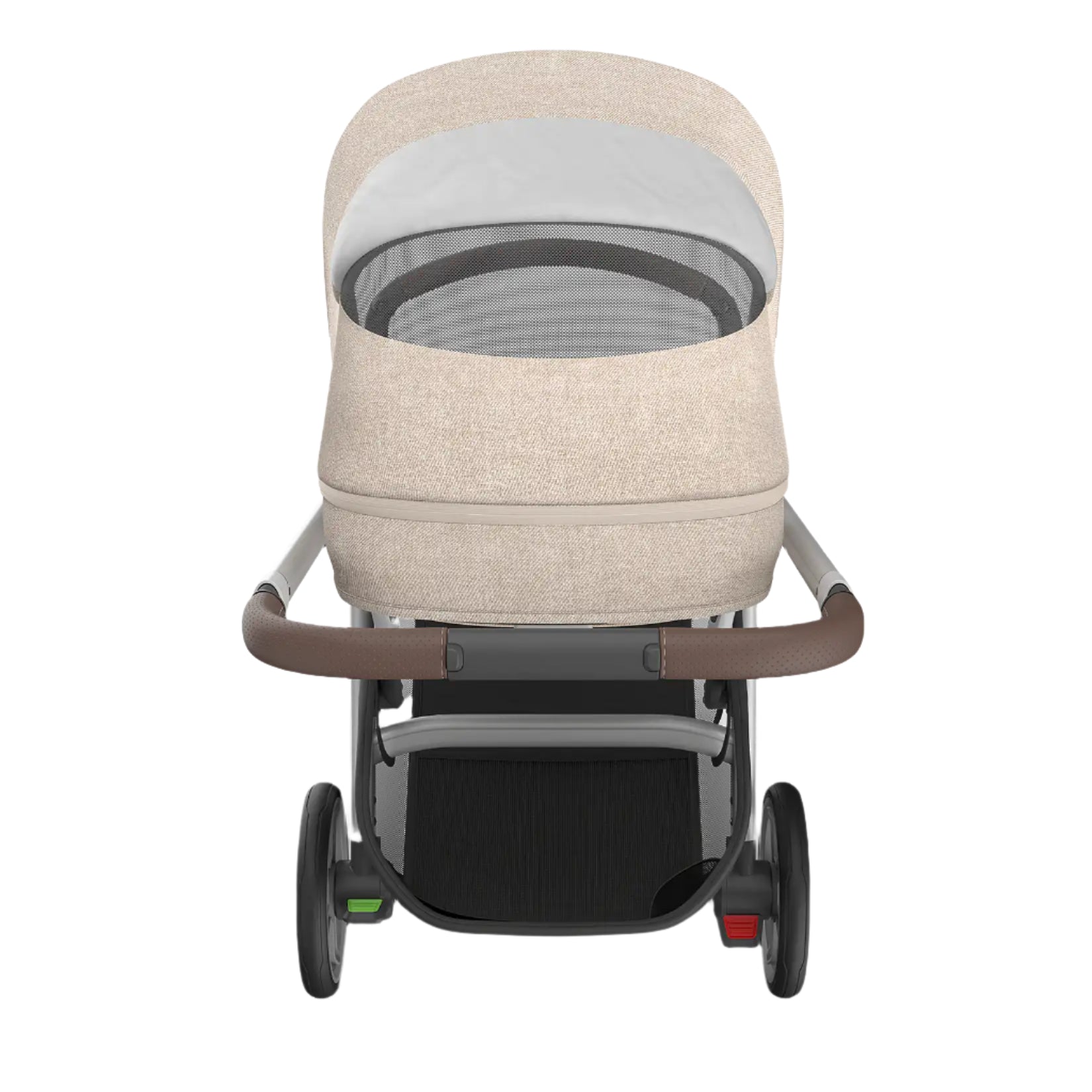 UPPAbaby Cruz V3 Stroller - Declan (Oat Melange/Silver Frame/Chestnut Leather) - Top View Through Peek A Boo Window