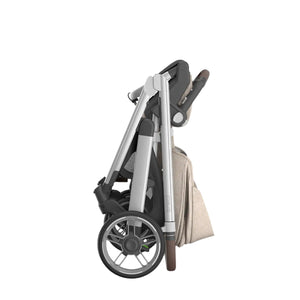 UPPAbaby Cruz V3 Stroller - Declan (Oat Melange/Silver Frame/Chestnut Leather) - Folded