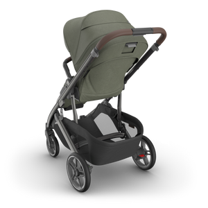 UPPAbaby Cruz V3 Stroller - Evelyn (Meadow Green/Graphite Frame/Chestnut Leather) - Back Angle View