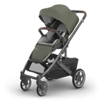 UPPAbaby Cruz V3 Stroller - Evelyn (Meadow Green/Graphite Frame/Chestnut Leather) - Front Angle View with Insert