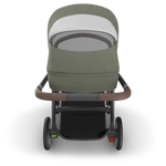 UPPAbaby Cruz V3 Stroller - Evelyn (Meadow Green/Graphite Frame/Chestnut Leather) - Top View with Peek a Boo Window