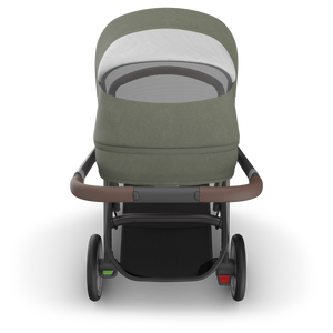 UPPAbaby Cruz V3 Stroller - Evelyn (Meadow Green/Graphite Frame/Chestnut Leather) - Top View with Peek a Boo Window