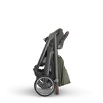 UPPAbaby Cruz V3 Stroller - Evelyn (Meadow Green/Graphite Frame/Chestnut Leather) - Folded