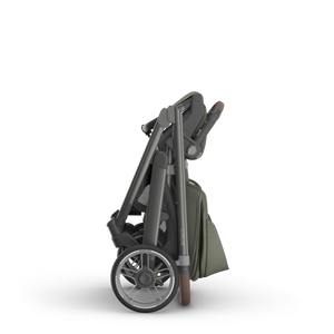 UPPAbaby Cruz V3 Stroller - Evelyn (Meadow Green/Graphite Frame/Chestnut Leather) - Folded
