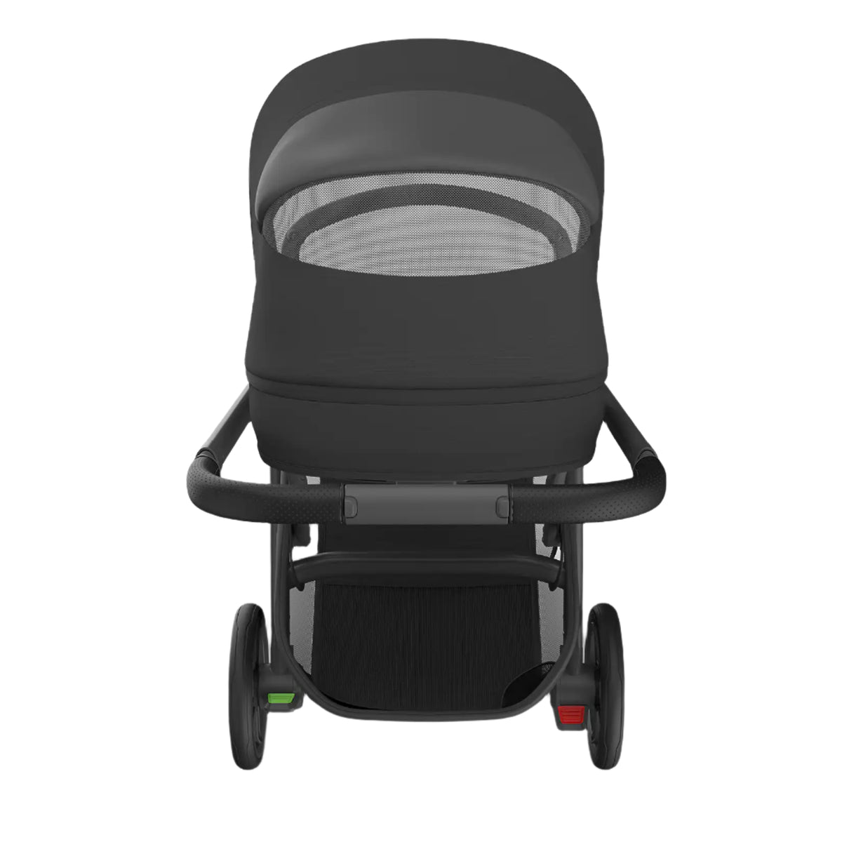 UPPAbaby Cruz V3 Stroller - Jake (Charcoal/Carbon Frame/Black Leather) - Top Down View through Peek A Boo Window