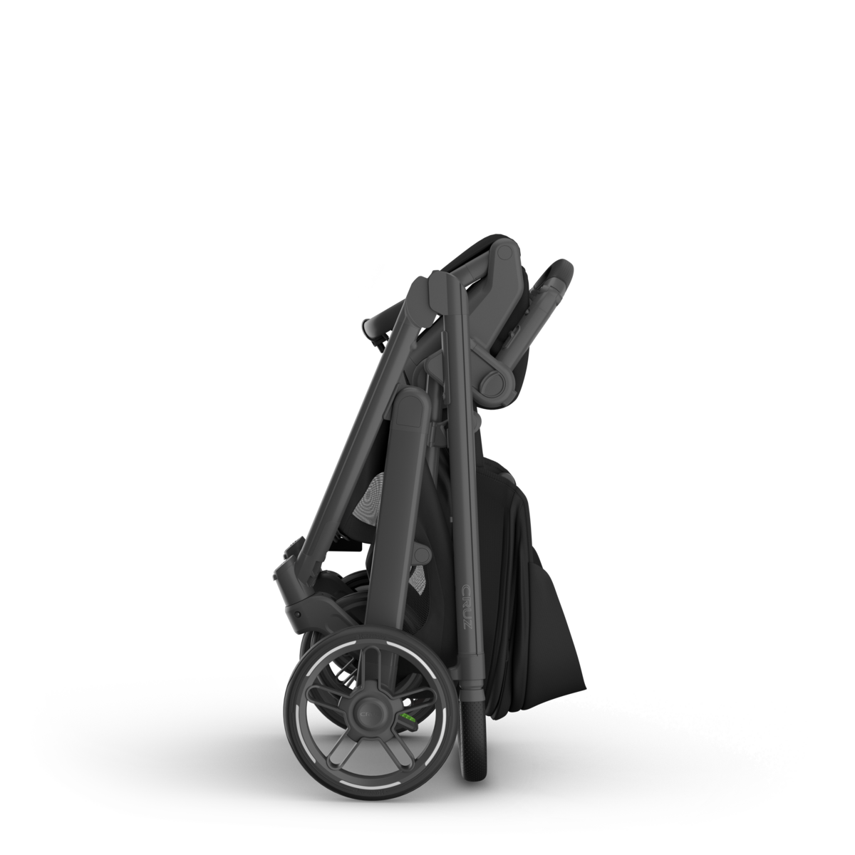 UPPAbaby Cruz V3 Stroller James (Black | Carbon Frame | Black Leather) - Folded