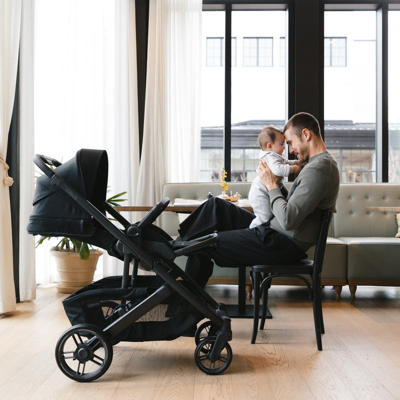 UPPAbaby Cruz V3 Stroller - James (Black | Carbon Frame | Black Leather) Lifestyle 2