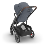 UPPAbaby Cruz V3 Stroller - Julian (Dusty Blue Melange/Carbon Frame/Chestnut Leather) - Back Angle View
