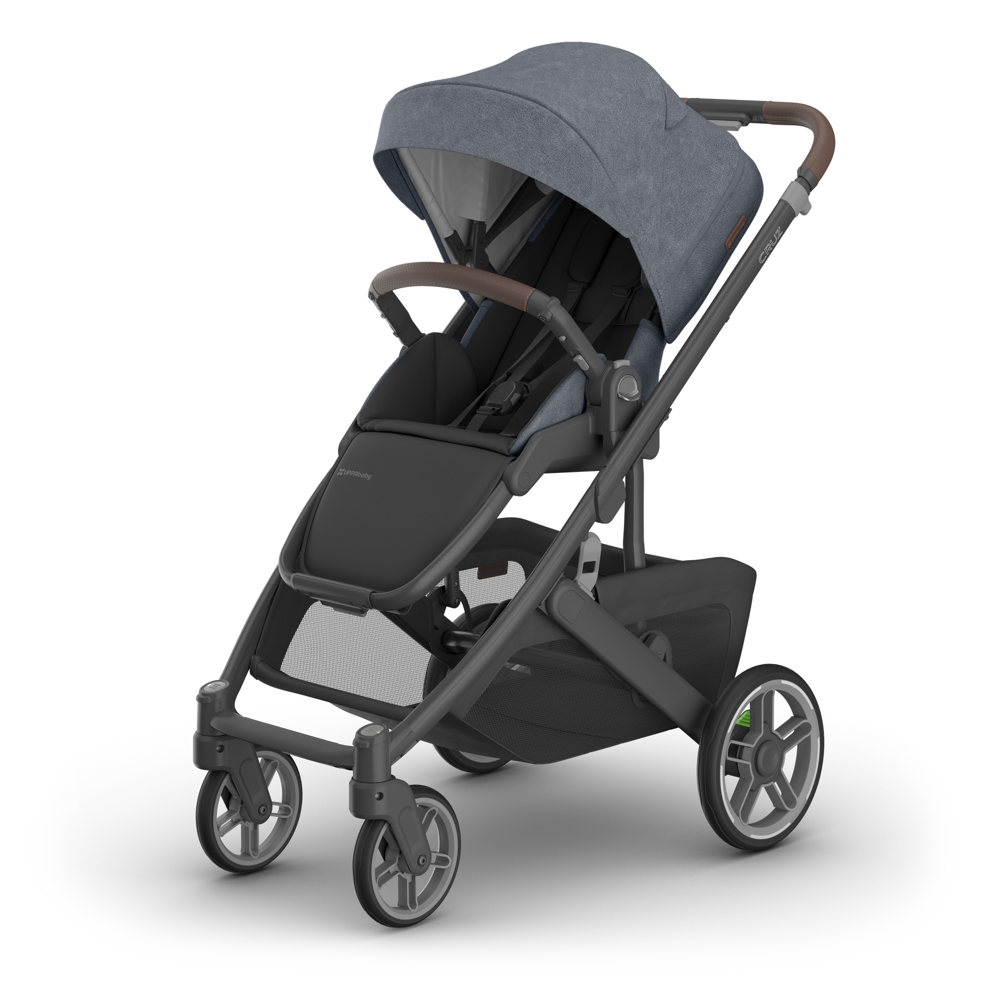 UPPAbaby Cruz V3 Stroller - Julian (Dusty Blue Melange/Carbon Frame/Chestnut Leather)