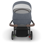 UPPAbaby Cruz V3 Stroller - Julian (Dusty Blue Melange/Carbon Frame/Chestnut Leather) - Top View with Peek a Boo Window
