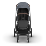 UPPAbaby Cruz V3 Stroller - Julian (Dusty Blue Melange/Carbon Frame/Chestnut Leather) - Front View