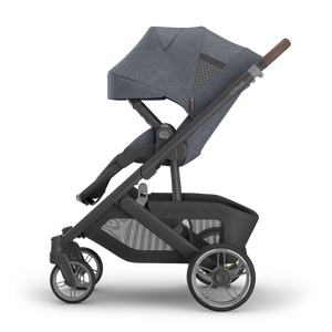 UPPAbaby Cruz V3 Stroller - Julian (Dusty Blue Melange/Carbon Frame/Chestnut Leather) - Side View
