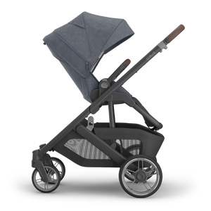 UPPAbaby Cruz V3 Stroller - Julian (Dusty Blue Melange/Carbon Frame/Chestnut Leather) - Side View