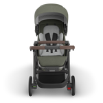 UPPAbaby Cruz V3 Stroller - Evelyn (Meadow Green/Graphite Frame/Chestnut Leather) - Front View with Infant Insert