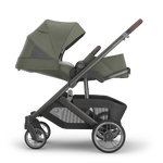 UPPAbaby Cruz V3 Stroller - Evelyn (Meadow Green/Graphite Frame/Chestnut Leather) - Side View Infant Ready