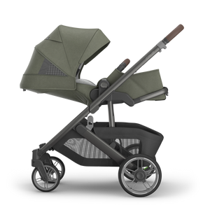 UPPAbaby Cruz V3 Stroller - Evelyn (Meadow Green/Graphite Frame/Chestnut Leather) - Side View Infant Ready