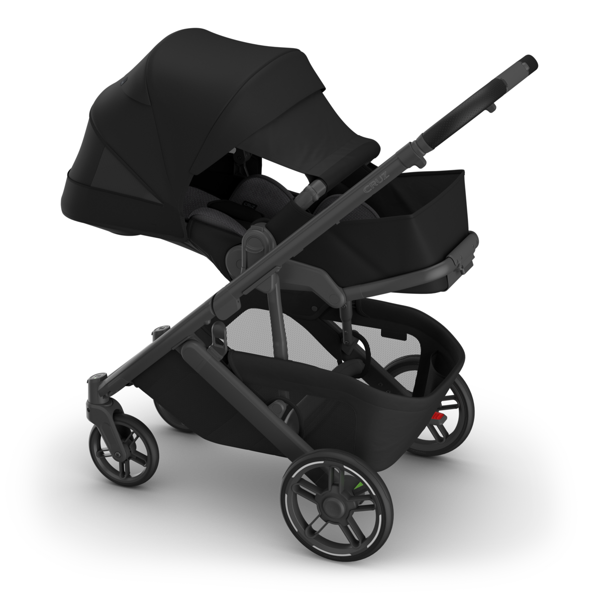 UPPAbaby Cruz V3 Stroller James (Black | Carbon Frame | Black Leather) - Full Sun Coverage Infant Mode