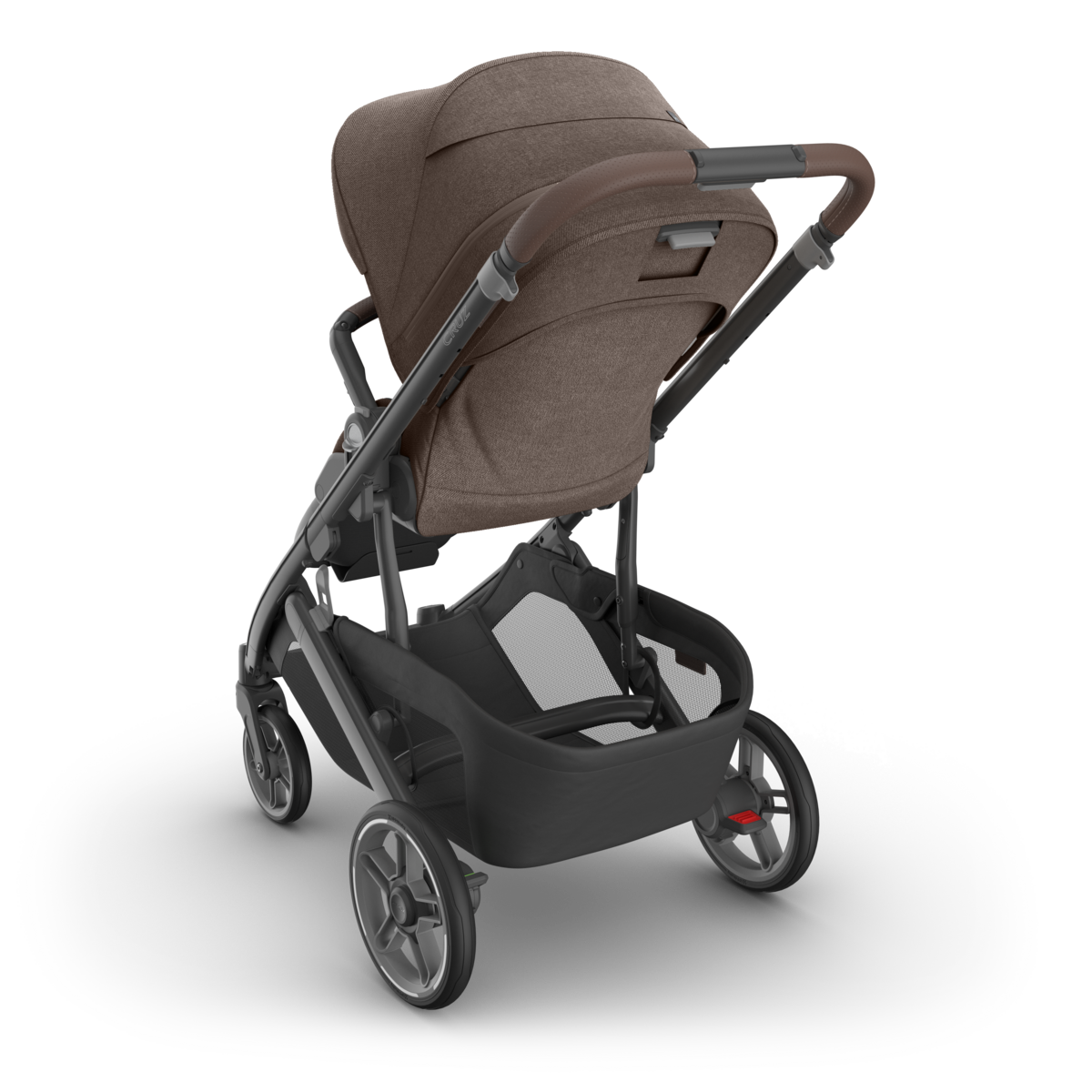 UPPAbaby Cruz V3 Stroller - Owen (Mocha Melange/Carbon Frame/Chestnut Leather) - Back Angle View