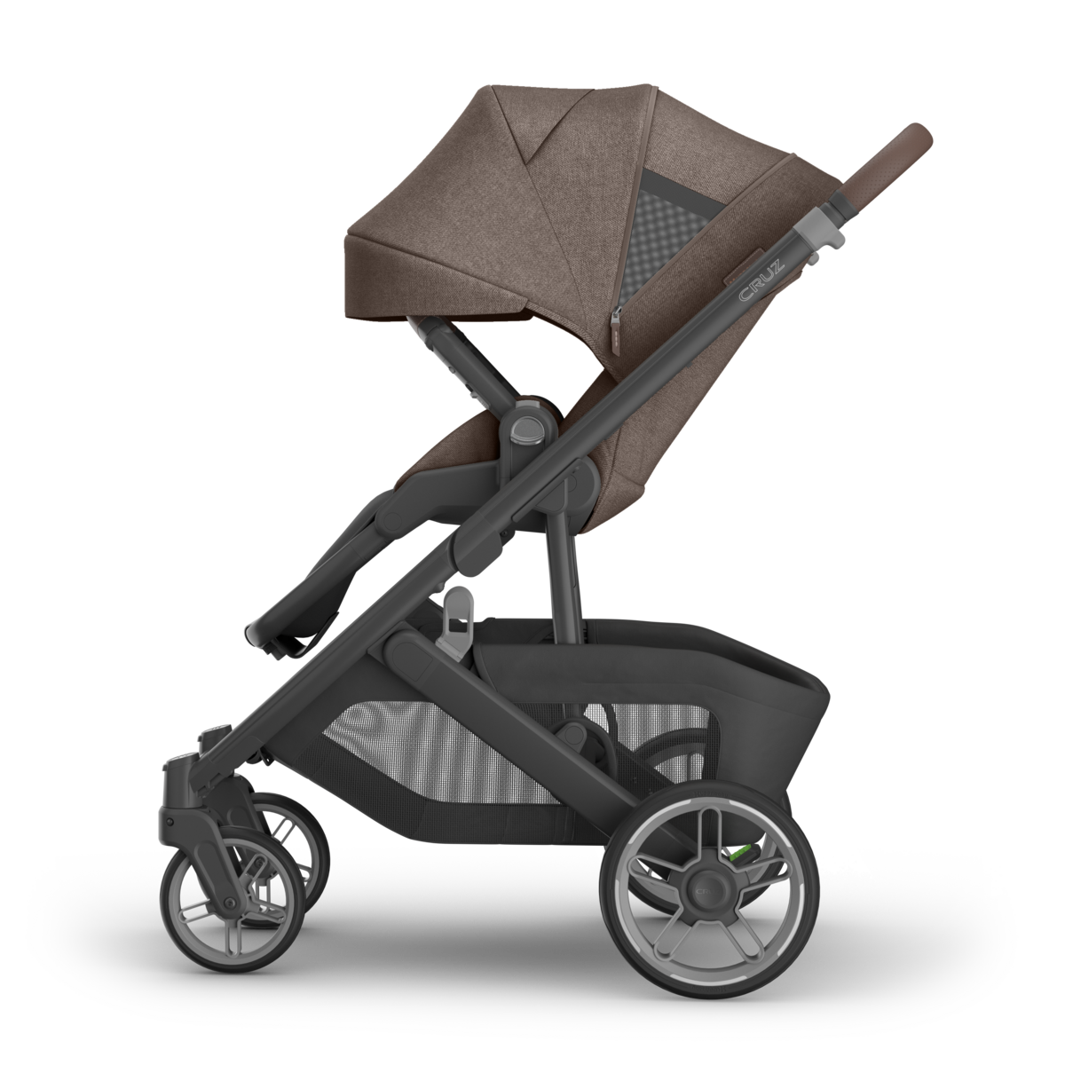 UPPAbaby Cruz V3 Stroller - Owen (Mocha Melange/Carbon Frame/Chestnut Leather) - Side View