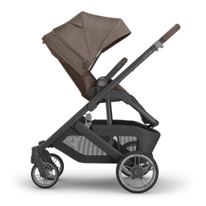 UPPAbaby Cruz V3 Stroller - Owen (Mocha Melange/Carbon Frame/Chestnut Leather) - Side View Upright