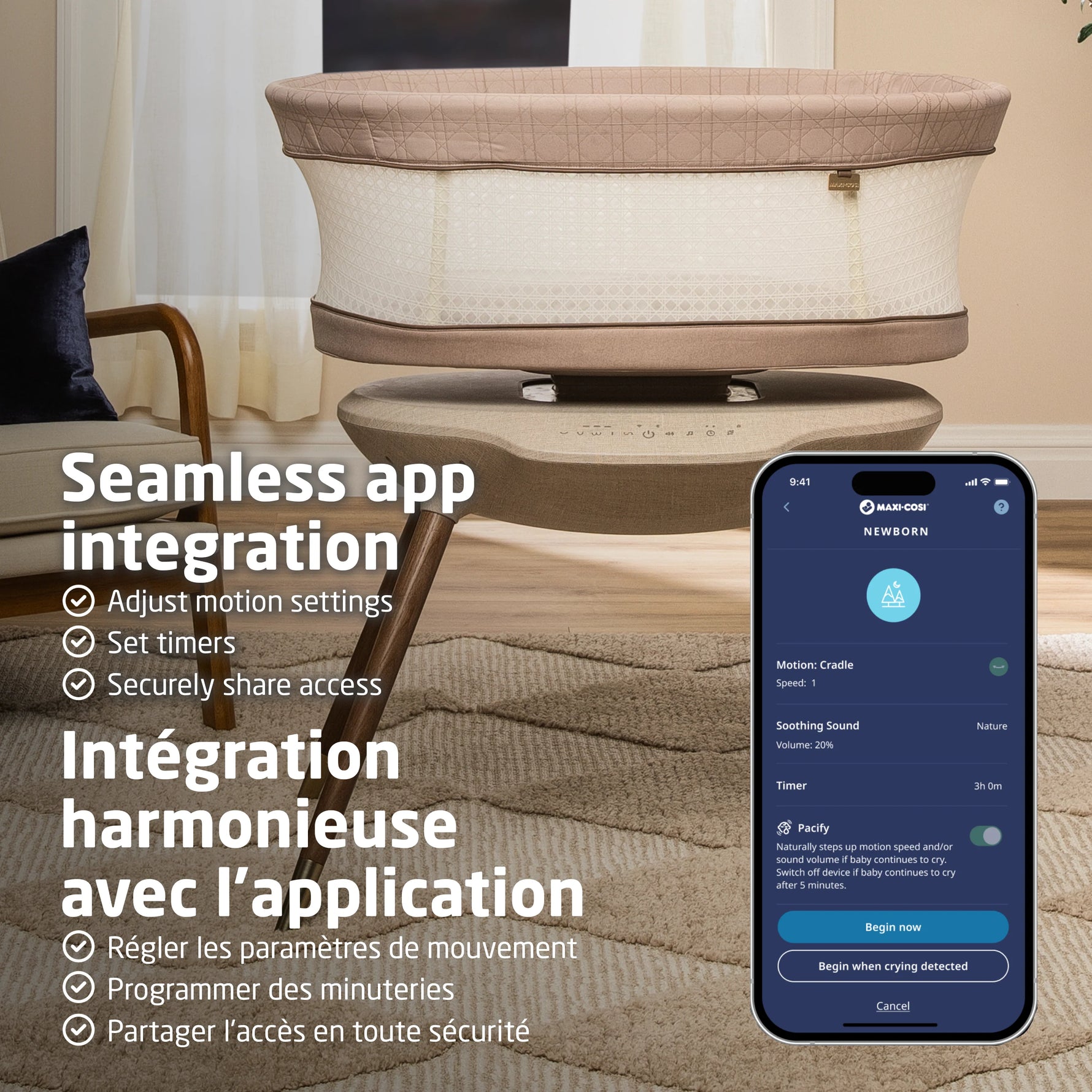 Maxi-Cosi Starling Smart Bassinet - Easy App Integration