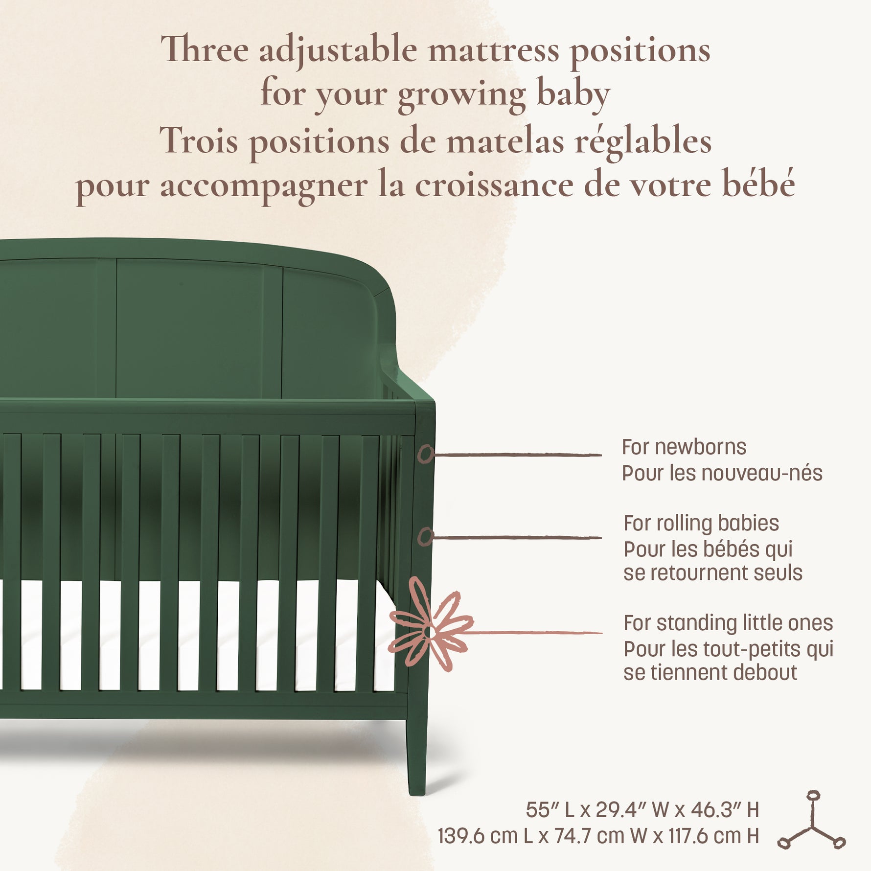 Little Seeds Briar Headboard 6-in-1 Convertible Crib - 3 Mattress Positions