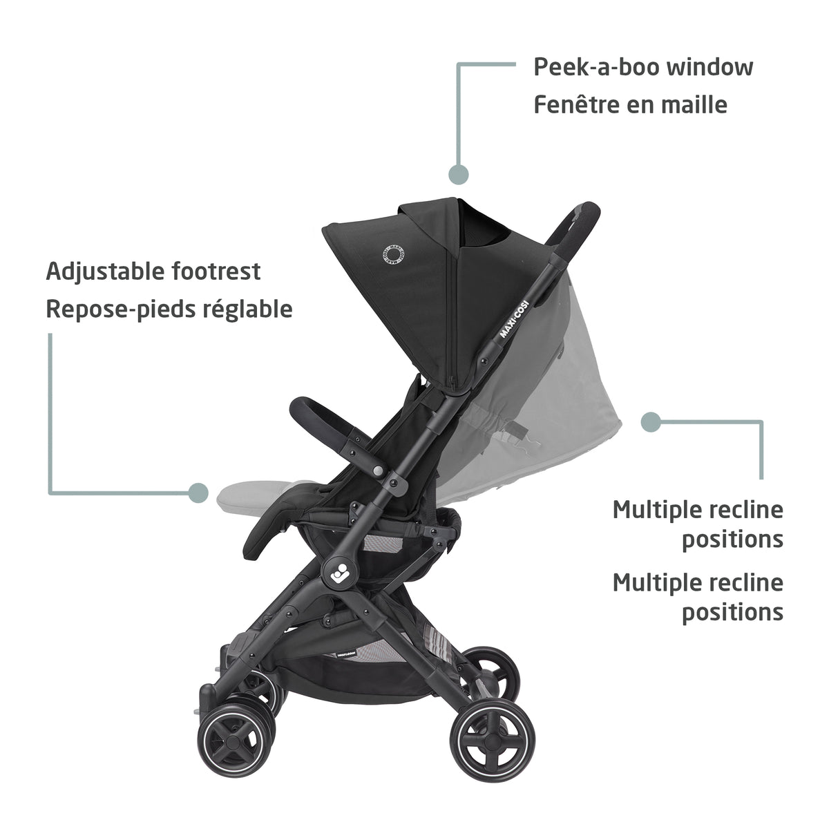 Maxi-Cosi Lara Ultracompact Travel Stroller - Essential Black Features