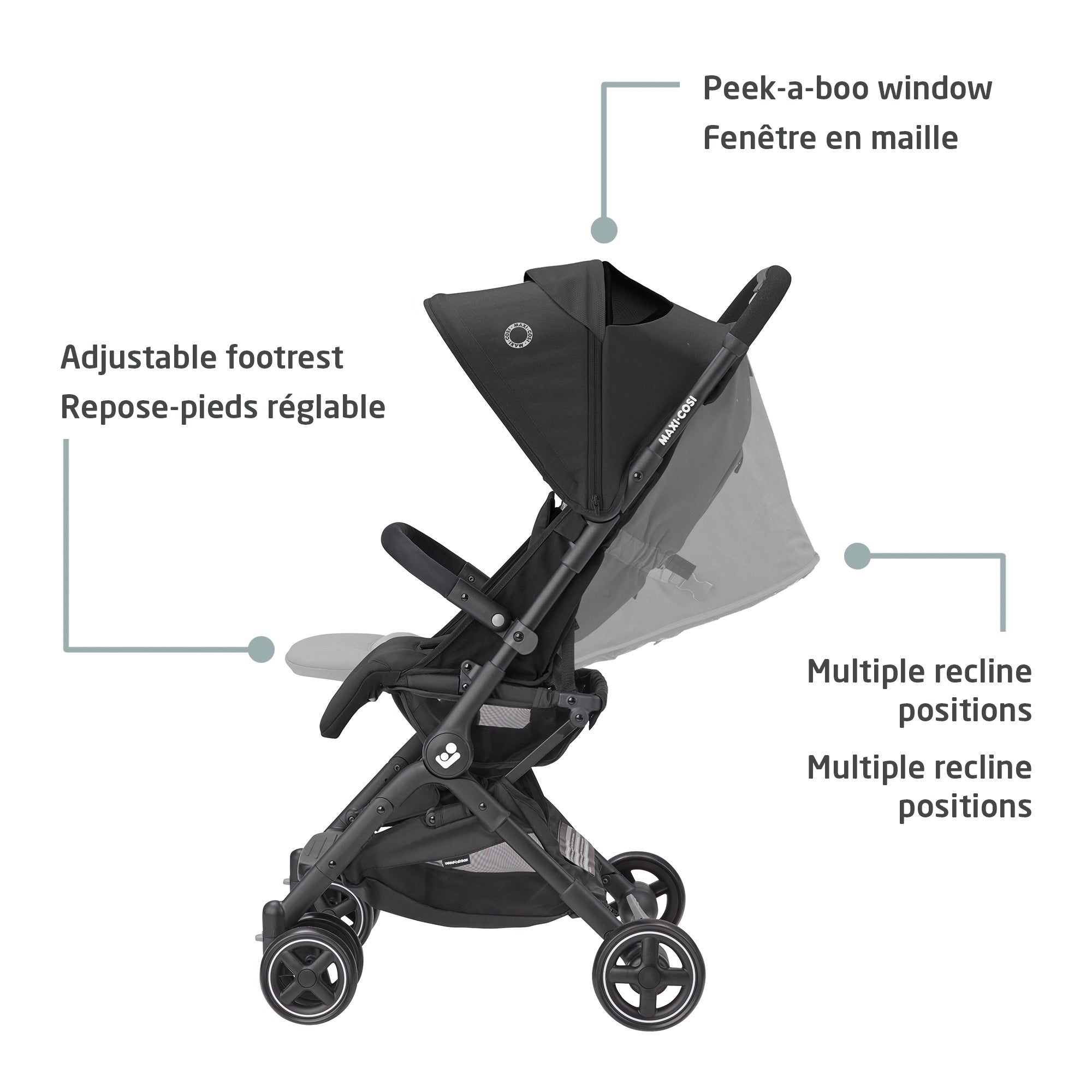 Maxi-Cosi Lara Ultracompact Travel Stroller - Essential Black Features