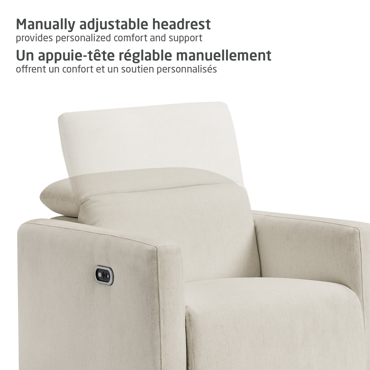 Maxi-Cosi Isla Cloud Swivel Glider & Power Recliner - Vanilla Manual Adjustable Headrest