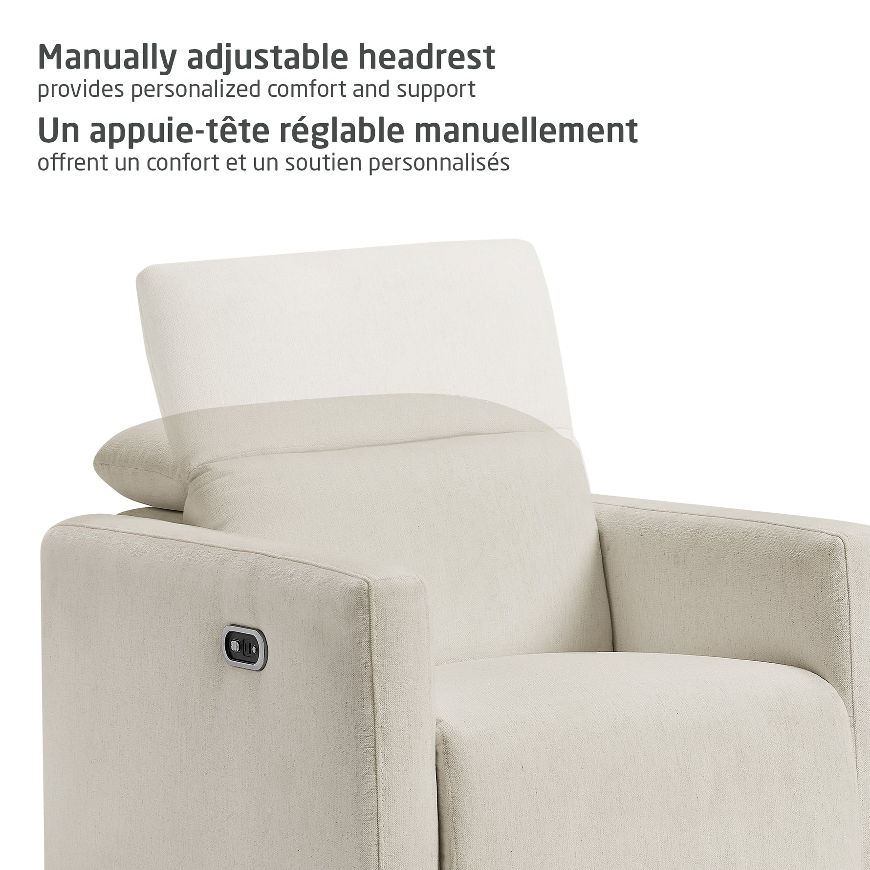 Maxi-Cosi Isla Cloud Swivel Glider & Power Recliner - Vanilla Manual Adjustable Headrest