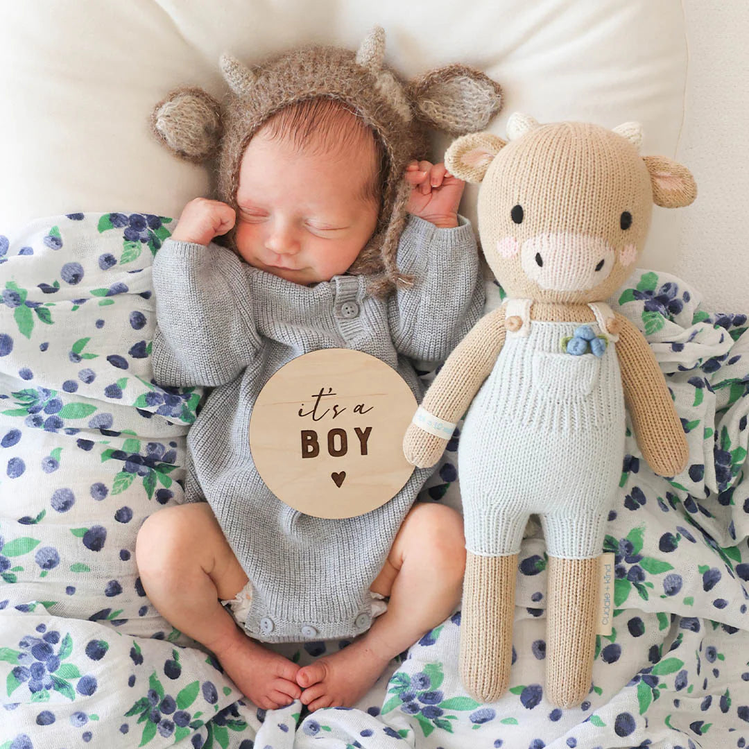 cuddle + kind Hand-Knit Doll - Asher the Cow