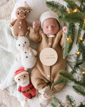 cuddle + kind Hand-Knit Baby Animal - Gingerbread (Icing White) Lifestyle 1