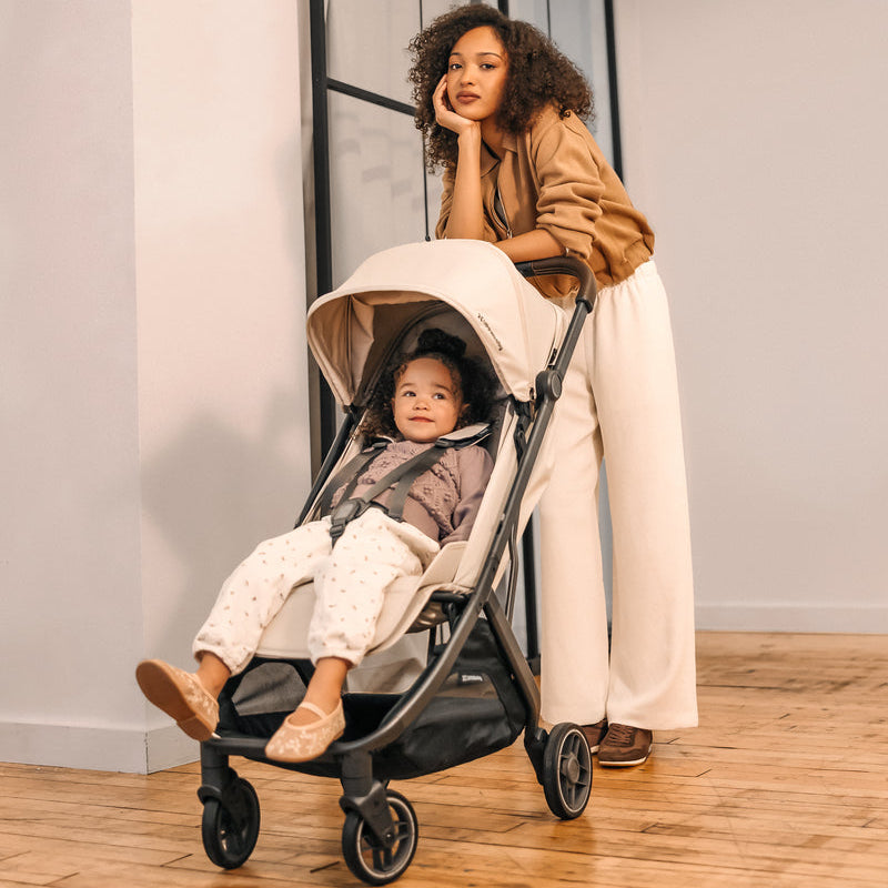UPPAbaby Minu V3 Stroller - Ada (Charcoal Melange | Carbon Frame | Chestnut Leather) Lifestyle 1