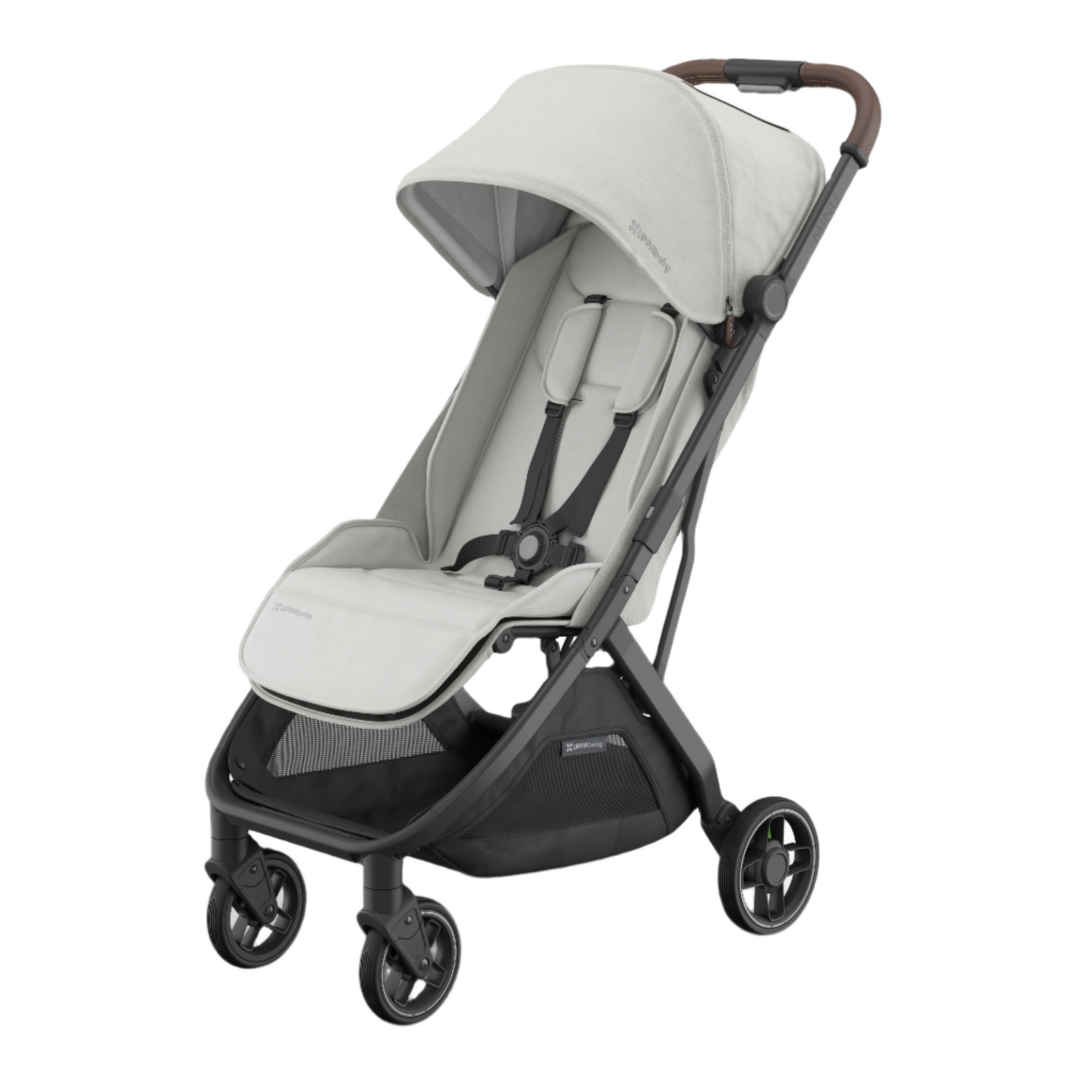 UPPAbaby Minu V3 Stroller - Savannah (Pearl Grey Jacquard/Carbon/Chestnut Leather)