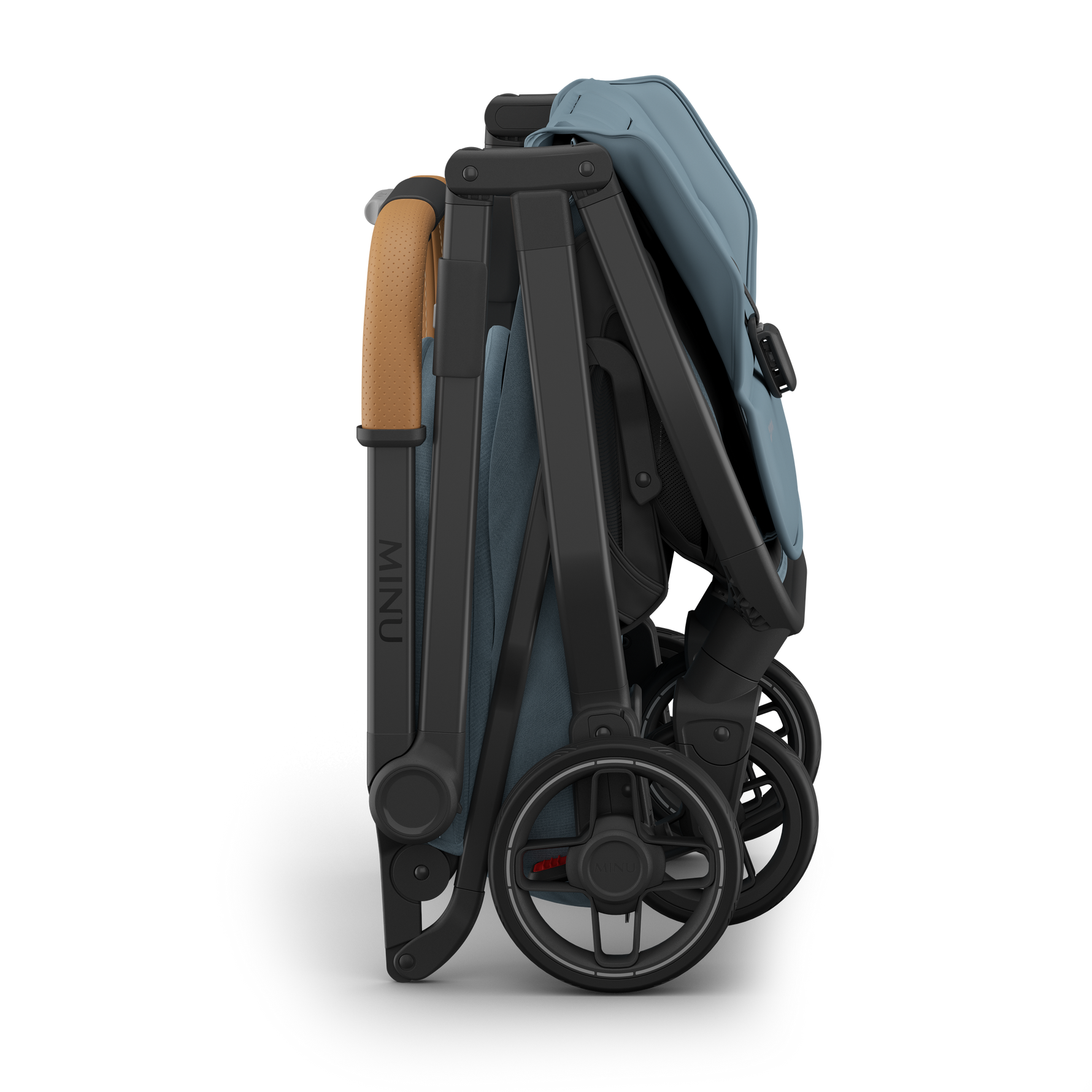 UPPAbaby Minu V3 Stroller - Dillan (Stone Blue/Carbon/Sand Leather) - Folded