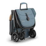 UPPAbaby Minu V3 Stroller - Dillan (Stone Blue/Carbon/Sand Leather) - Folded with Handle