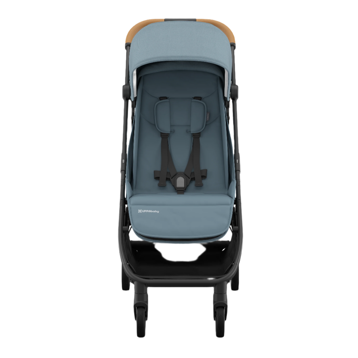 UPPAbaby Minu V3 Stroller - Dillan (Stone Blue/Carbon/Sand Leather) - Front View