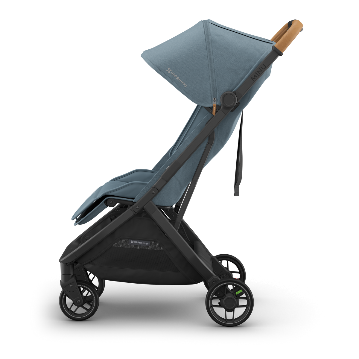 UPPAbaby Minu V3 Stroller - Dillan (Stone Blue/Carbon/Sand Leather) - Side View