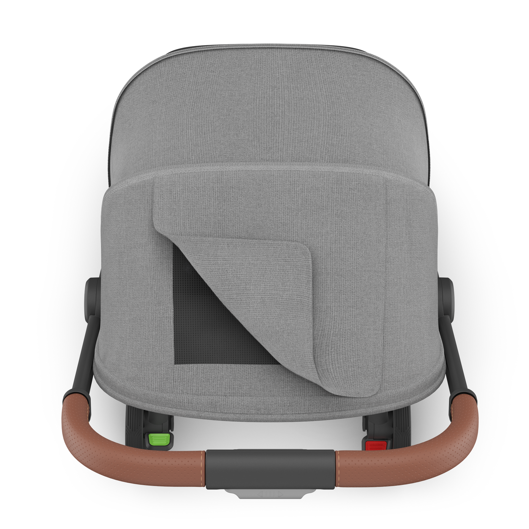 UPPAbaby Minu V3 Stroller - Greyson (Charcoal Melange/Carbon/Saddle Leather) - Peek A Boo Window