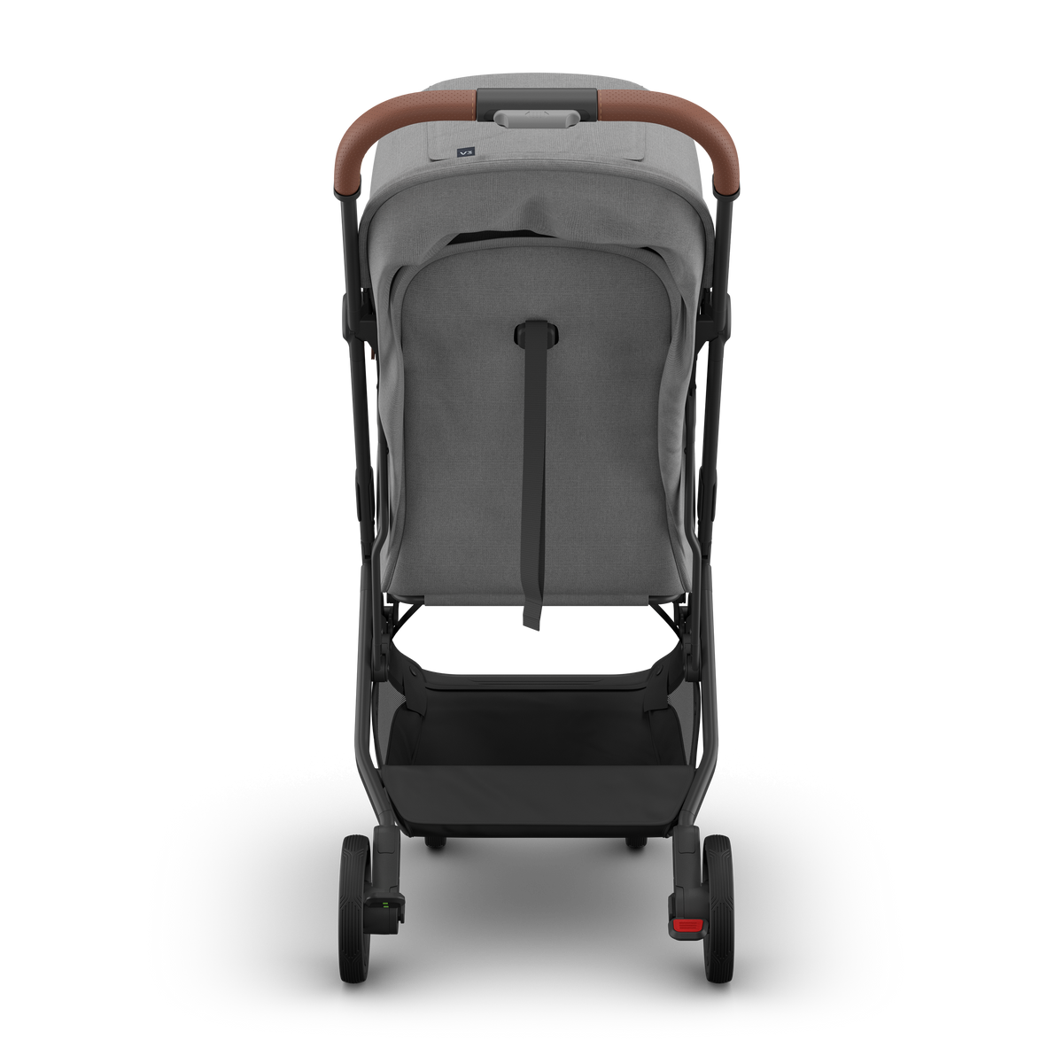 UPPAbaby Minu V3 Stroller - Greyson (Charcoal Melange/Carbon/Saddle Leather) - Back View